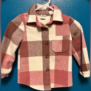 Adorable Girls Pink and Brown Plaid Jacket.